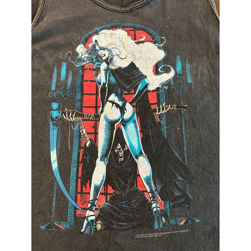 VTG 1996 Lady Death Tank Top Graphic Sleeveless Chaos Comics‎ Mens Size XL 24X32